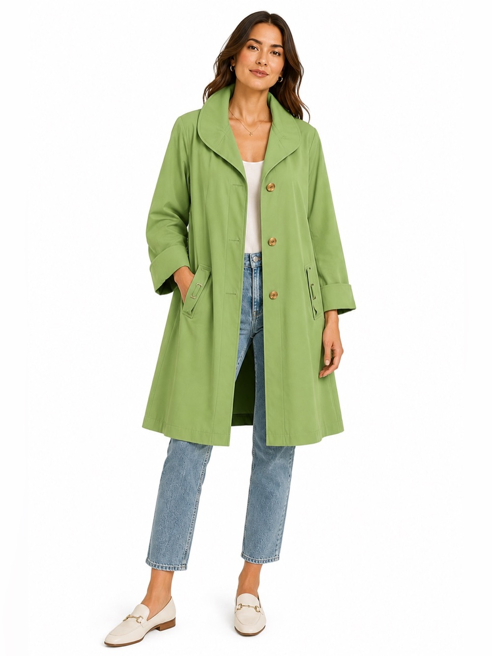 Vintage Gallery Lime Green Raincoat All-Weather Coat Size Large